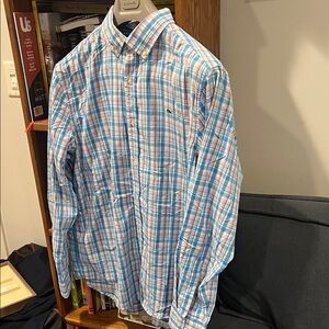 Vineyard Vines Blue and Pink Plaid Button Down Shirt